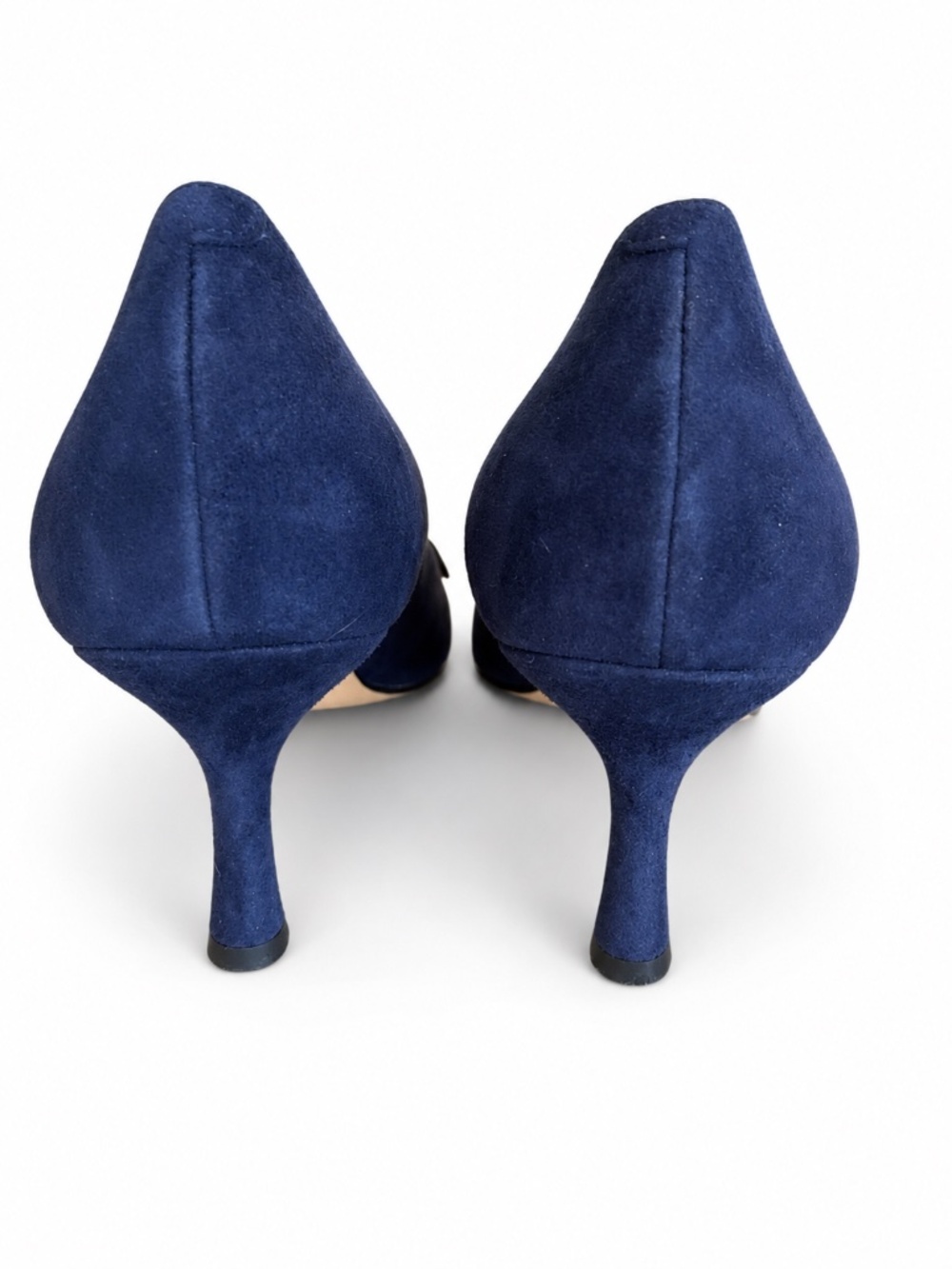 Cole Haan Felicia Bow Pumps Navy Suede Gold Accent Size 8B - Picture 2 of 8